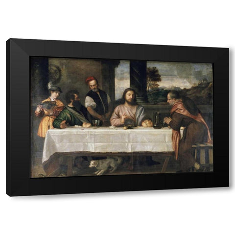 Supper at Emmaus Black Modern Wood Framed Art Print by Titian