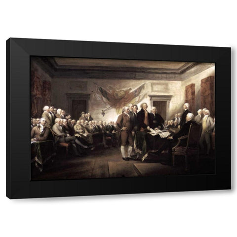 Signing of The Declaration of Independence, 1817-1819 Black Modern Wood Framed Art Print with Double Matting by Trumbull, John