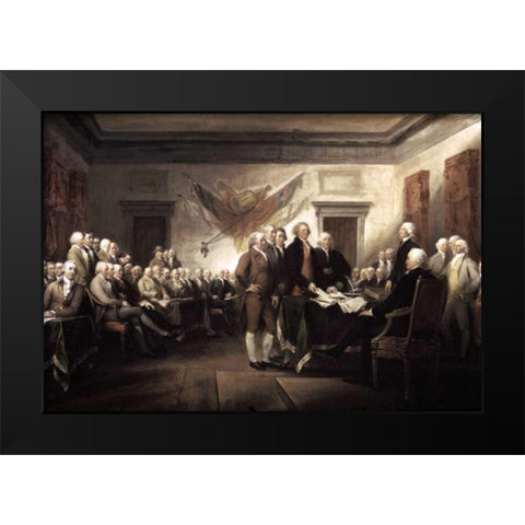 Signing of The Declaration of Independence, 1817-1819 Black Modern Wood Framed Art Print by Trumbull, John