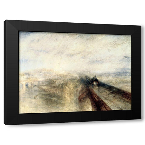 Rain, Steam, and Speed; The Great Western Railway Black Modern Wood Framed Art Print by Turner, Joseph M.W.