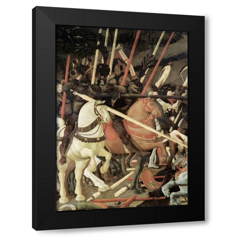 Battle of San Romano (Detail) Black Modern Wood Framed Art Print with Double Matting by Uccello, Paolo