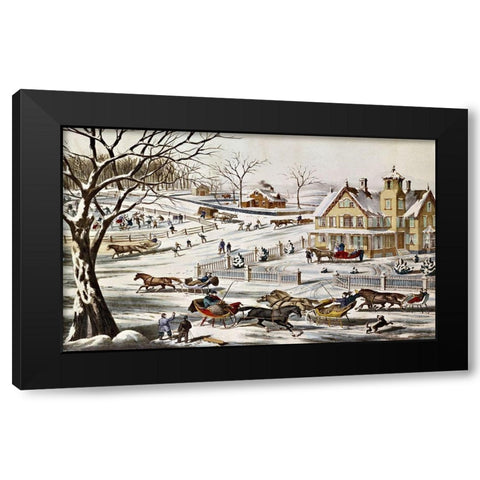 A Home In The Country Black Modern Wood Framed Art Print with Double Matting by Unknown