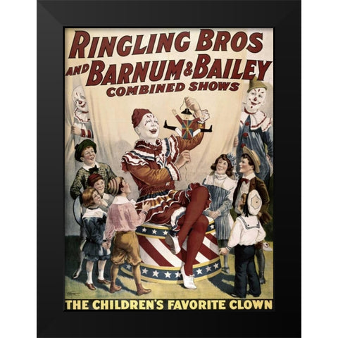 Barnum and Bailey - Childrens Favorite Clown Black Modern Wood Framed Art Print by Unknown
