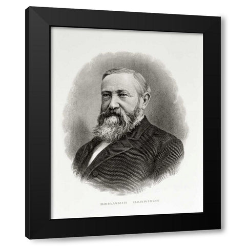 Benjamin Harrison Black Modern Wood Framed Art Print with Double Matting by Unknown