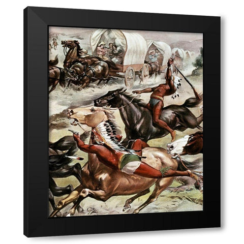 Buffalo Bills Wild West-Detail Black Modern Wood Framed Art Print by Unknown