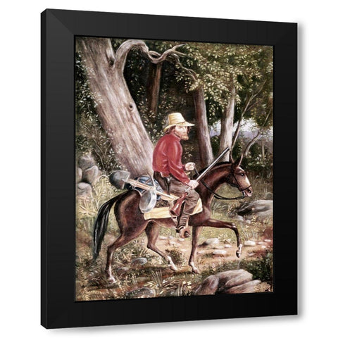 California Gold Miner Going To The Fields Black Modern Wood Framed Art Print with Double Matting by Unknown