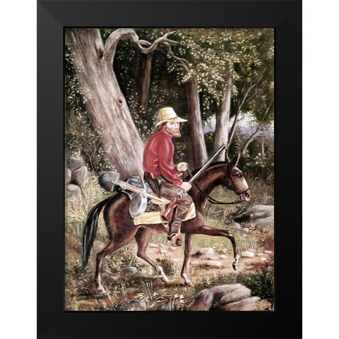 California Gold Miner Going To The Fields Black Modern Wood Framed Art Print by Unknown