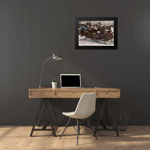 Christmas Belles Black Modern Wood Framed Art Print by Unknown