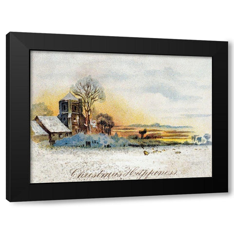 Christmas Happiness Black Modern Wood Framed Art Print with Double Matting by Unknown