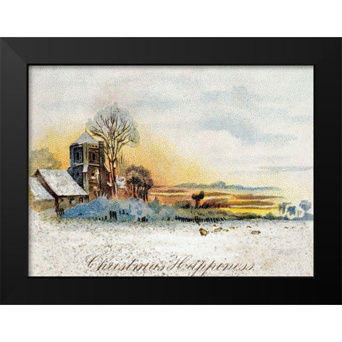 Christmas Happiness Black Modern Wood Framed Art Print by Unknown