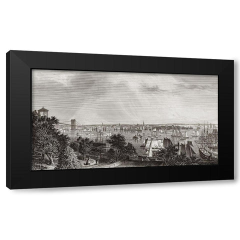 City of New York Black Modern Wood Framed Art Print with Double Matting by Unknown