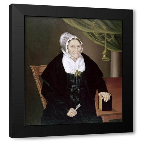 Elderly Quaker Lady Black Modern Wood Framed Art Print with Double Matting by Unknown
