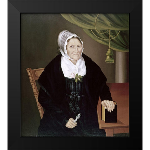 Elderly Quaker Lady Black Modern Wood Framed Art Print by Unknown