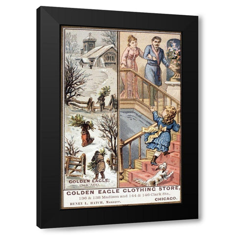 Golden Eagle Clothing Store Black Modern Wood Framed Art Print by Unknown