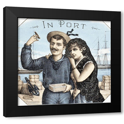 In Port Black Modern Wood Framed Art Print by Unknown