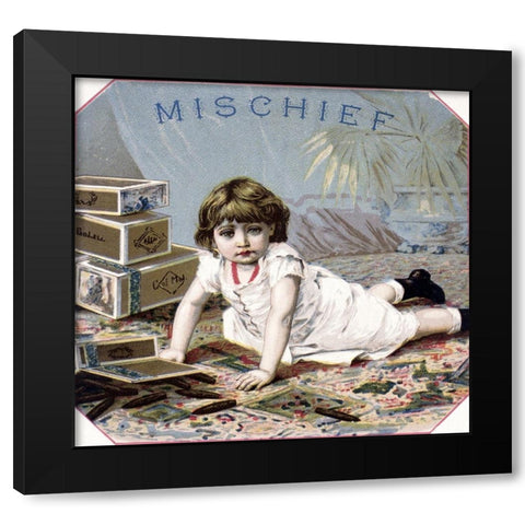 Mischief Black Modern Wood Framed Art Print with Double Matting by Unknown