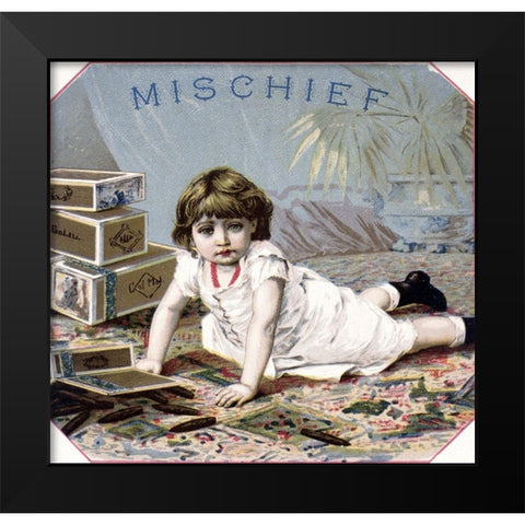 Mischief Black Modern Wood Framed Art Print by Unknown