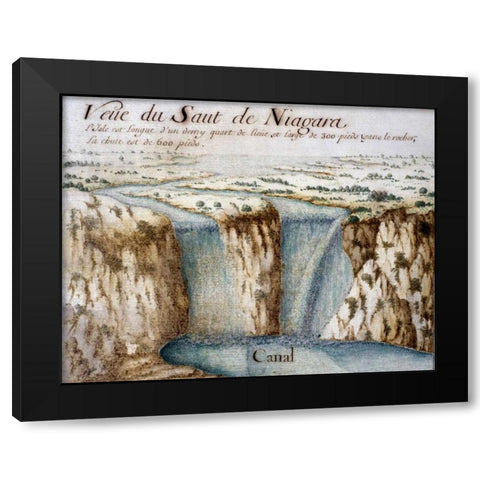 Niagara Falls Black Modern Wood Framed Art Print with Double Matting by Unknown