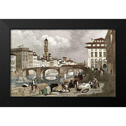 Ponte Santa Trinita Black Modern Wood Framed Art Print by Unknown