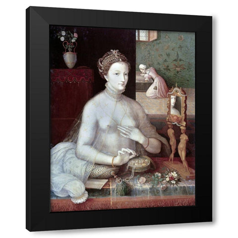 Portrait of a Woman Black Modern Wood Framed Art Print with Double Matting by Unknown