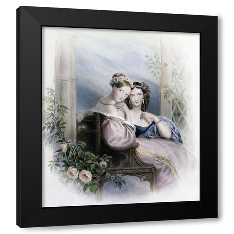 Roses Black Modern Wood Framed Art Print by Unknown