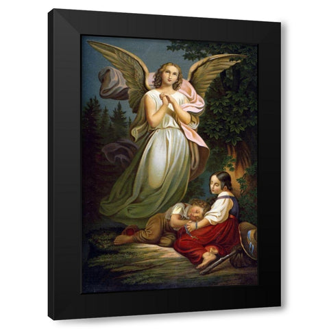 Safe! For the Angel Was Sent to Protect Them Black Modern Wood Framed Art Print with Double Matting by Unknown