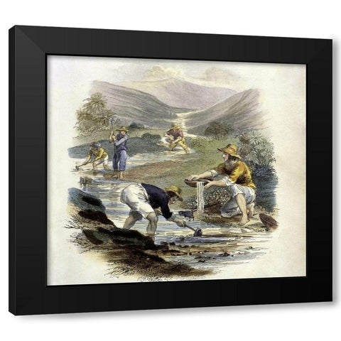 Scene On The Branch of The Sacramento Black Modern Wood Framed Art Print with Double Matting by Unknown