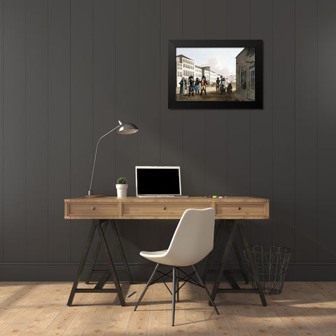 Slave Market Black Modern Wood Framed Art Print by Unknown