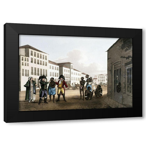 Slave Market Black Modern Wood Framed Art Print by Unknown