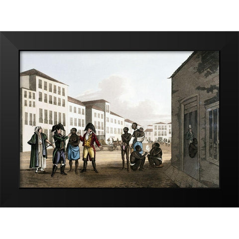 Slave Market Black Modern Wood Framed Art Print by Unknown