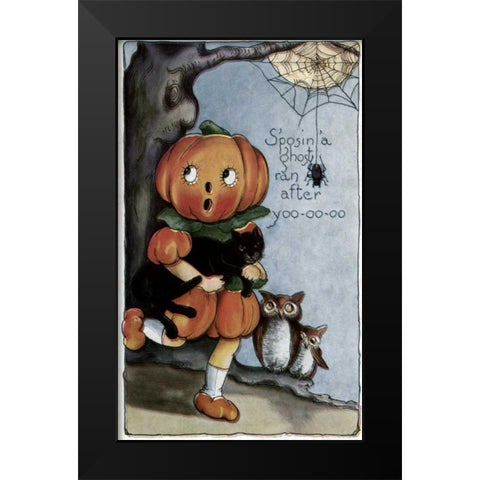 SPosin a Ghost Ran After Yoo-Oo-Oo Black Modern Wood Framed Art Print by Unknown