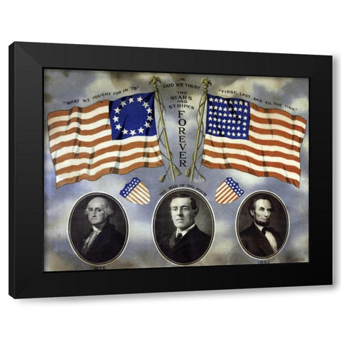 Stars and Stripes Forever Black Modern Wood Framed Art Print by Unknown