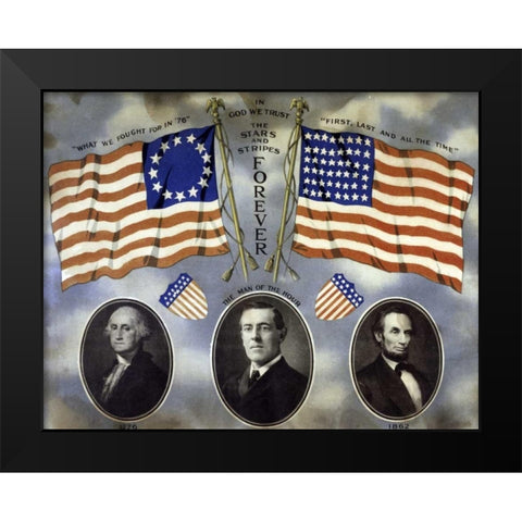 Stars and Stripes Forever Black Modern Wood Framed Art Print by Unknown