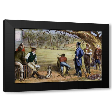 Thanksgiving Turkey Shoot Black Modern Wood Framed Art Print by Unknown