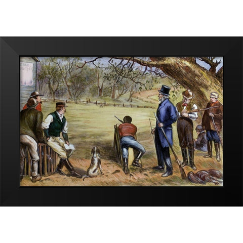 Thanksgiving Turkey Shoot Black Modern Wood Framed Art Print by Unknown