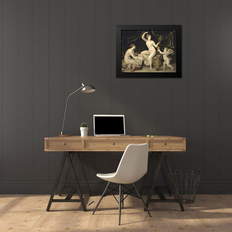 Venus and Cupid Black Modern Wood Framed Art Print by Unknown