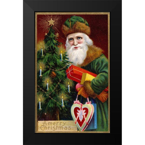 Vintage Santa II Black Modern Wood Framed Art Print by Unknown