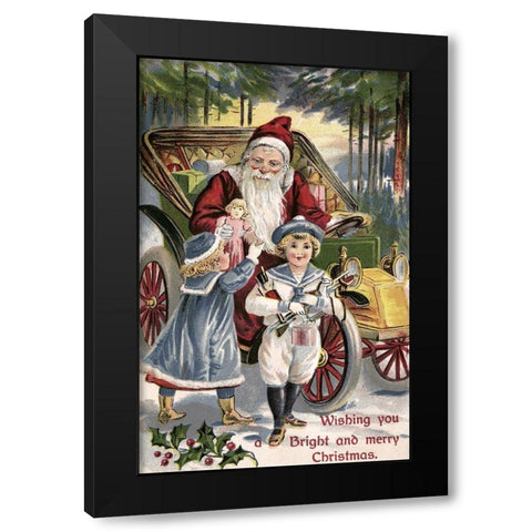 Wishing You a Bright and Merry Christmas Black Modern Wood Framed Art Print by Unknown
