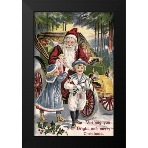 Wishing You a Bright and Merry Christmas Black Modern Wood Framed Art Print by Unknown