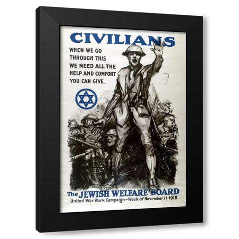 World War I - Civilians Black Modern Wood Framed Art Print with Double Matting by Unknown