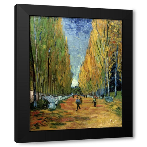 Allee des Alyscamps Black Modern Wood Framed Art Print with Double Matting by Van Gogh, Vincent
