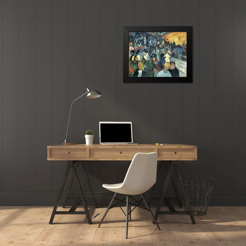 Arena in Arles Black Modern Wood Framed Art Print by Van Gogh, Vincent