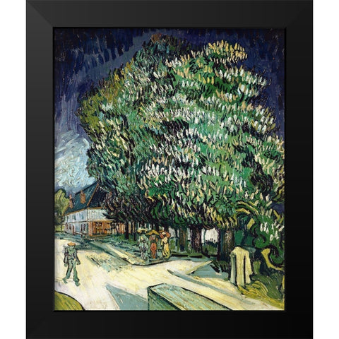 Chestnut Trees in Blossom Black Modern Wood Framed Art Print by Van Gogh, Vincent