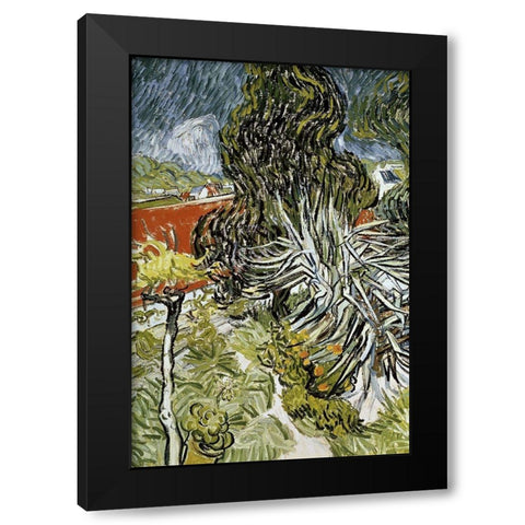 Dr Gachets Garden at Auvers-Sur-Oise Black Modern Wood Framed Art Print with Double Matting by Van Gogh, Vincent