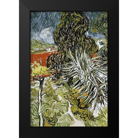 Dr Gachets Garden at Auvers-Sur-Oise Black Modern Wood Framed Art Print by Van Gogh, Vincent