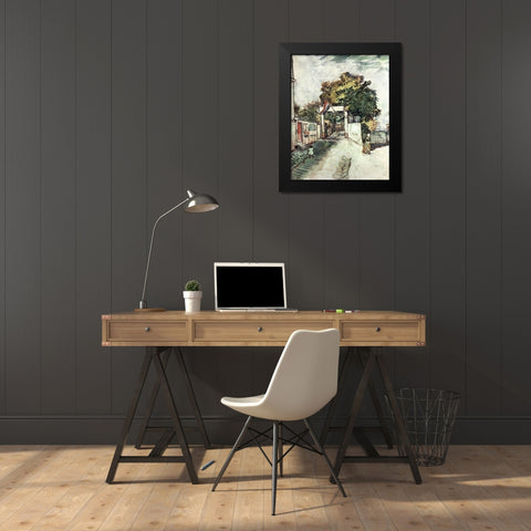 Entrance to the Moulin De La Galette Black Modern Wood Framed Art Print by Van Gogh, Vincent