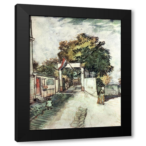 Entrance to the Moulin De La Galette Black Modern Wood Framed Art Print with Double Matting by Van Gogh, Vincent