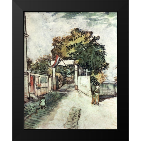 Entrance to the Moulin De La Galette Black Modern Wood Framed Art Print by Van Gogh, Vincent