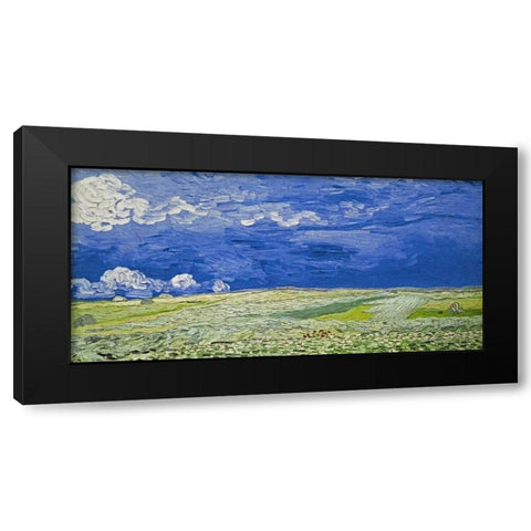 Field under a Stormy Sky Black Modern Wood Framed Art Print with Double Matting by Van Gogh, Vincent