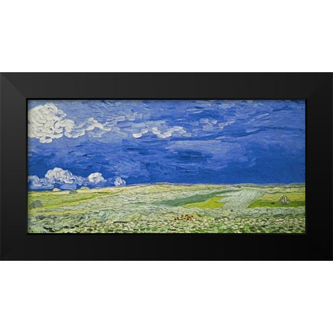 Field under a Stormy Sky Black Modern Wood Framed Art Print by Van Gogh, Vincent